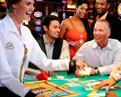 person playing blackjack at a casino